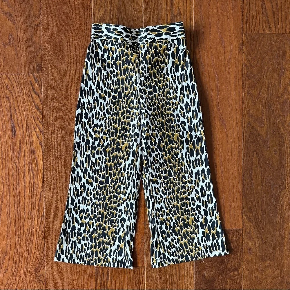 Vintage Fabric Leopard Print Flared Pants